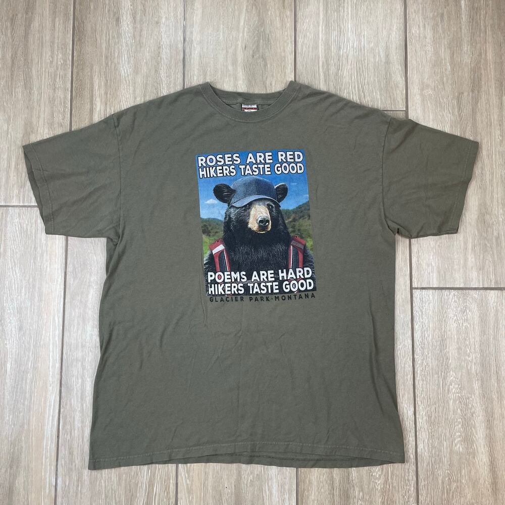 Duck Co Glacier National Park Bear Graphic T Shirt Mens XL Hiking Funny Tee
